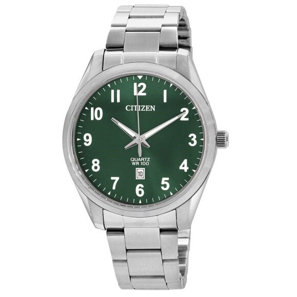 NWT Authentic Citizen Quartz Green Dial Stainless Steel Men's Watch - Picture 1 of 3